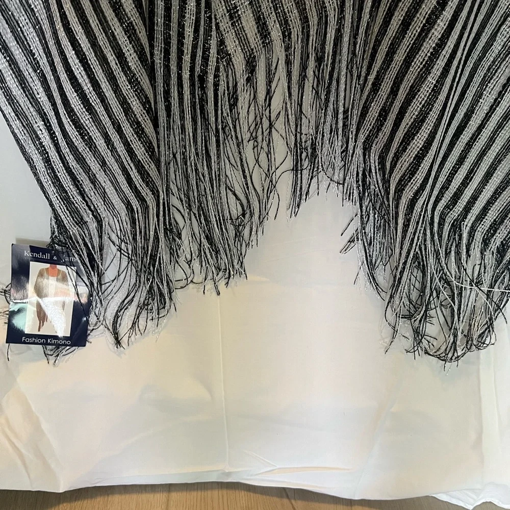 Black/White/Silver Striped kimono or cover up - Picture 3 of 4